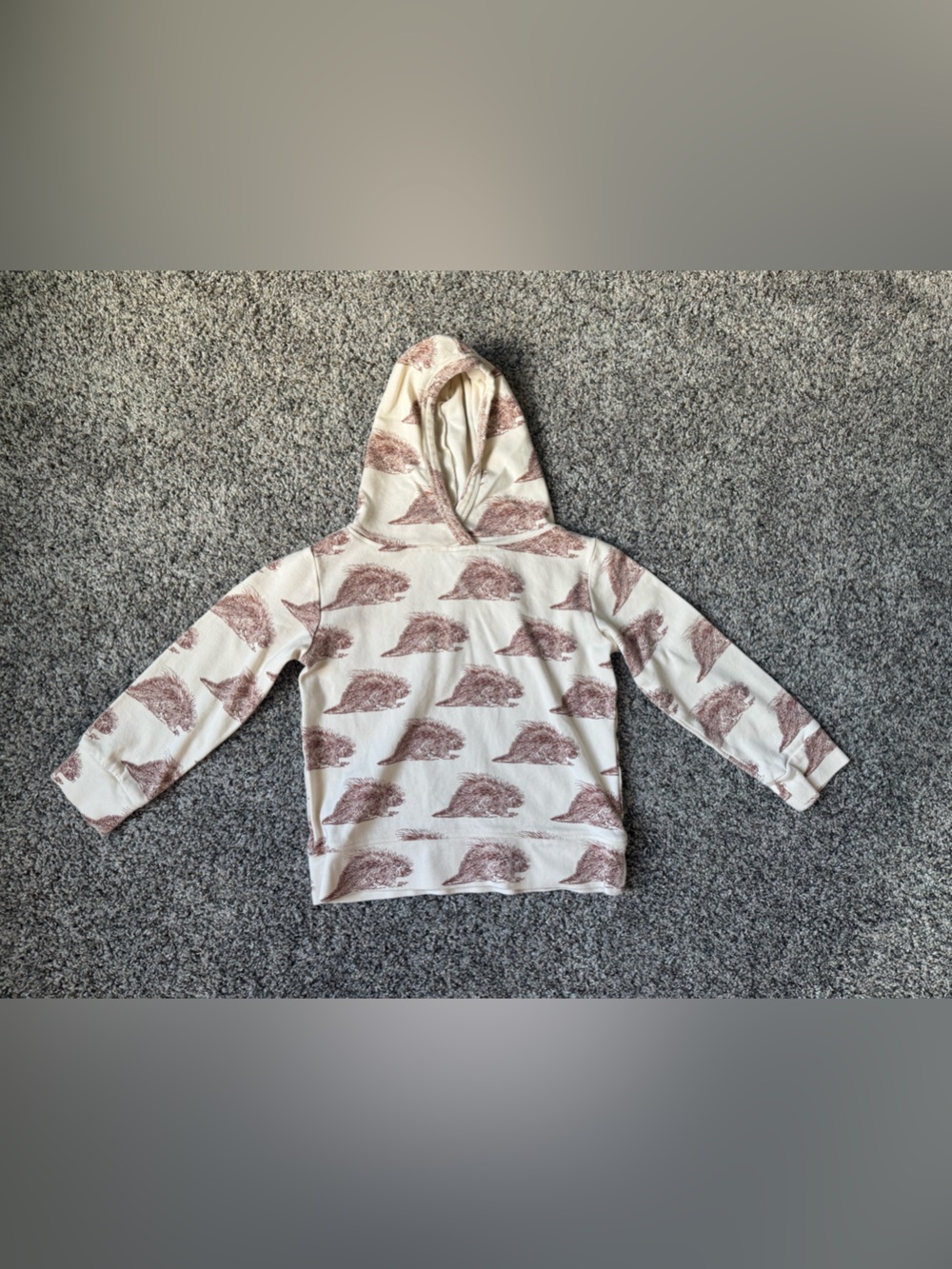 Kate Quinn Cream Hoodie with Porcupine print